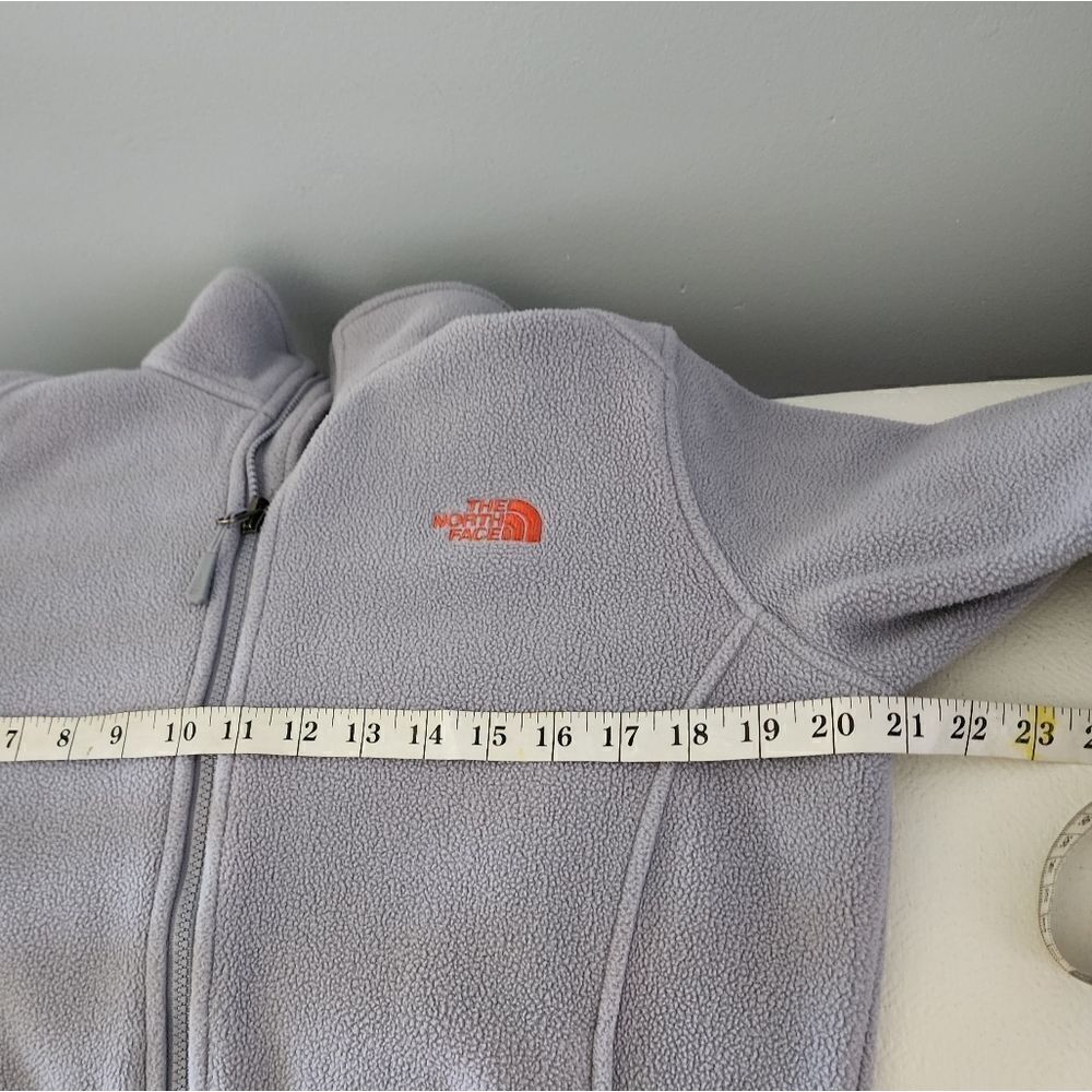 North Face Sweater Womens Large Gray Orange Fleece Full Zip Jacket Outdoor Layer - Picture 5 of 7